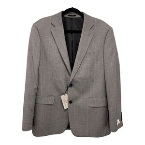 Lanfranco Men’s Blazer Jacket Sz 38R Gray Checkered with Tan & Blue Accents NWT